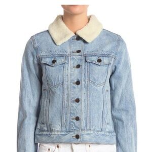 Rebecca Minkoff silver studding denim faux shearling jacket & coat